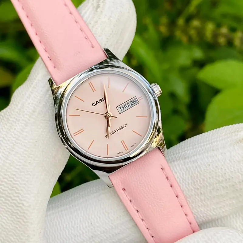 Casio LTP-V006L-4B Pink Dial Pink Leather Ladies Watch